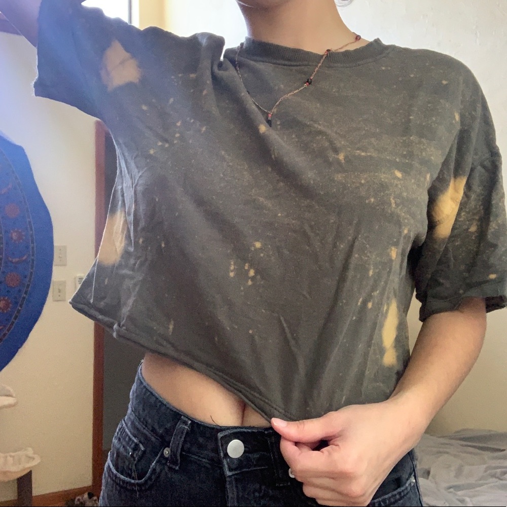 Distressed Army Green Crop Top